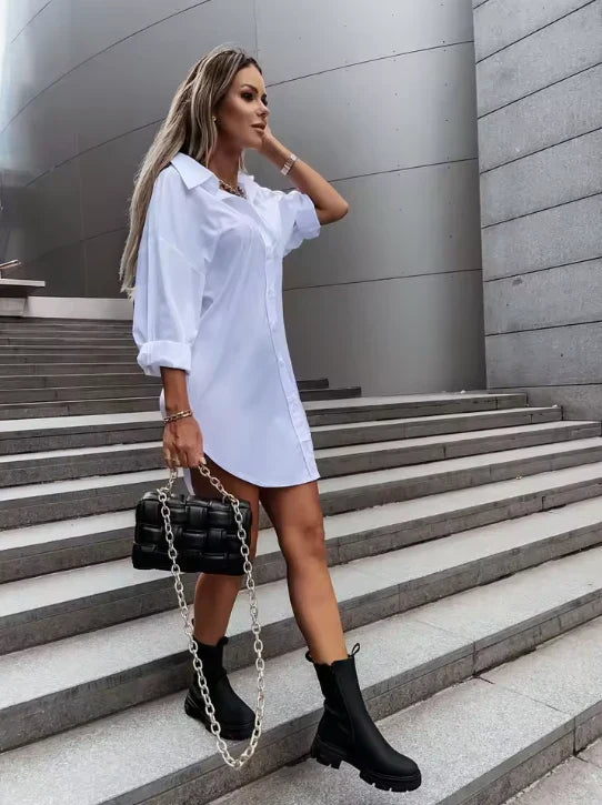 Elegant long blouse for women with side slit