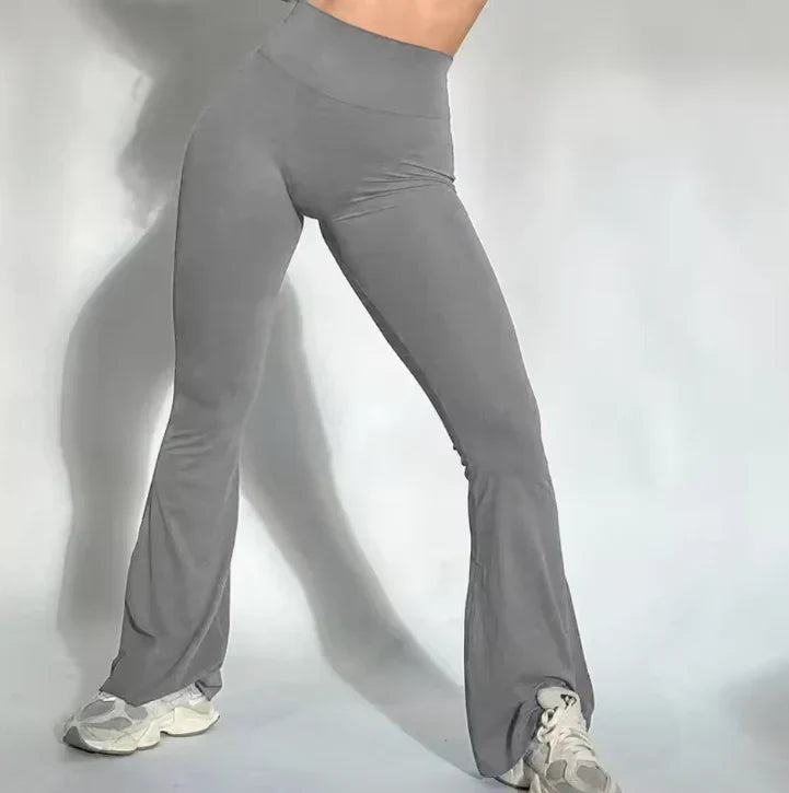 Women’s trousers with slightly flared cut and high waist