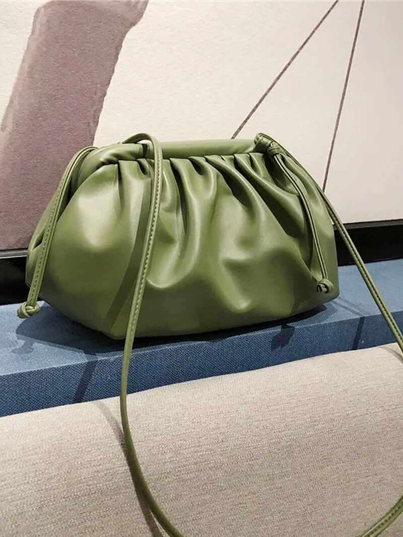 Women's bucket bag – bordeaux leather with drawstring closure
