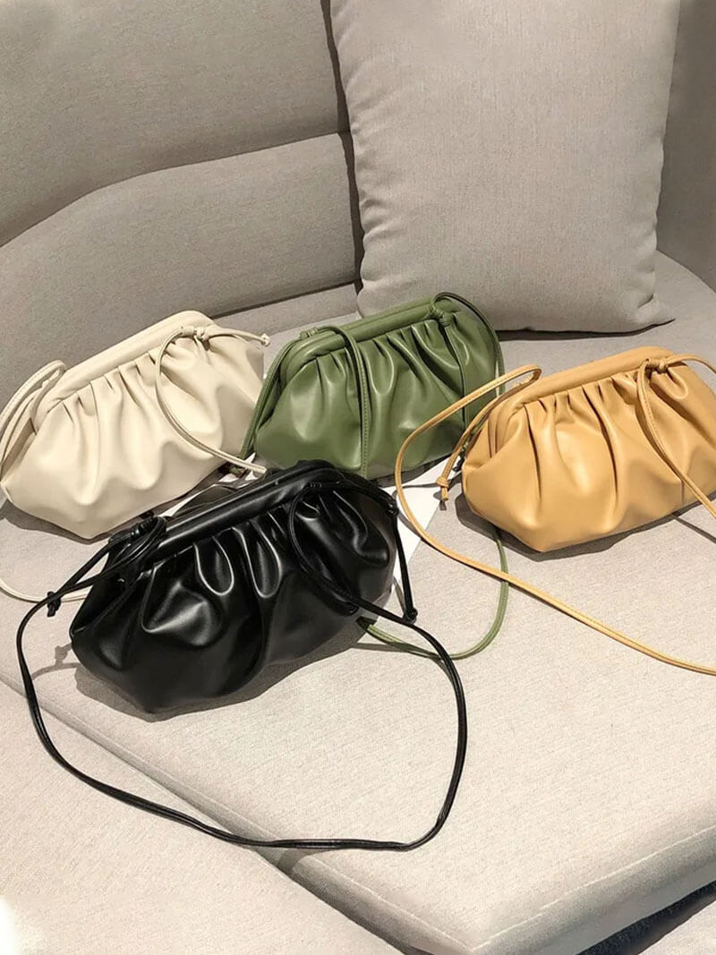 Women's bucket bag – bordeaux leather with drawstring closure