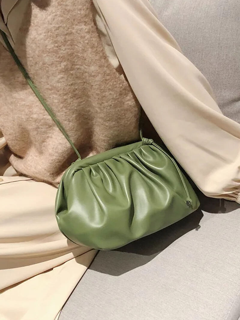Women's bucket bag – bordeaux leather with drawstring closure