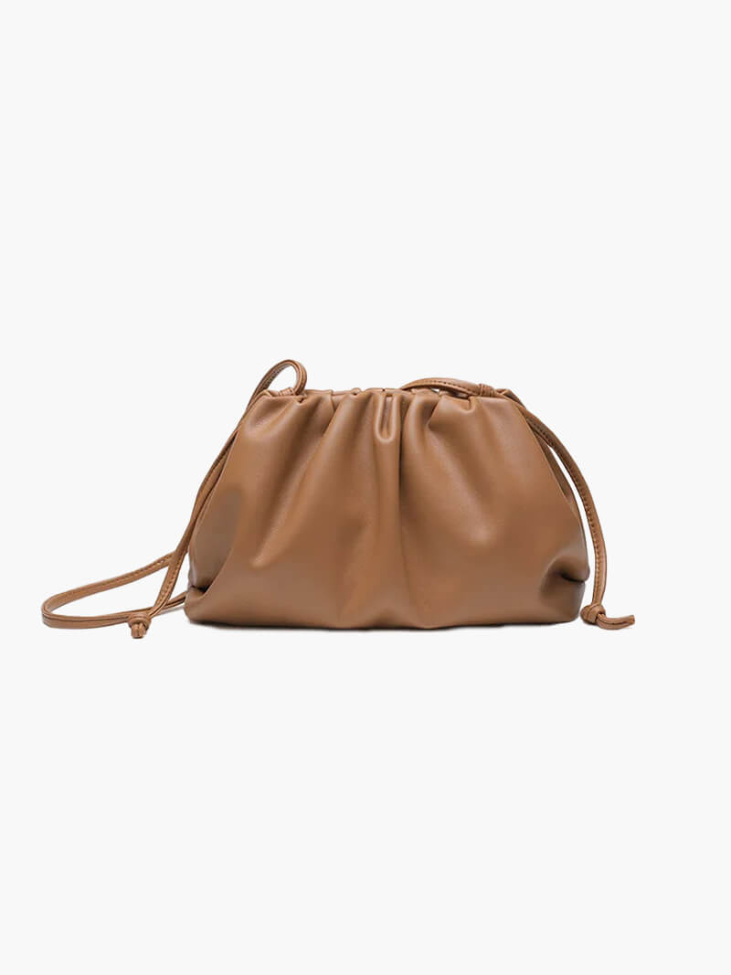 Women's bucket bag – bordeaux leather with drawstring closure