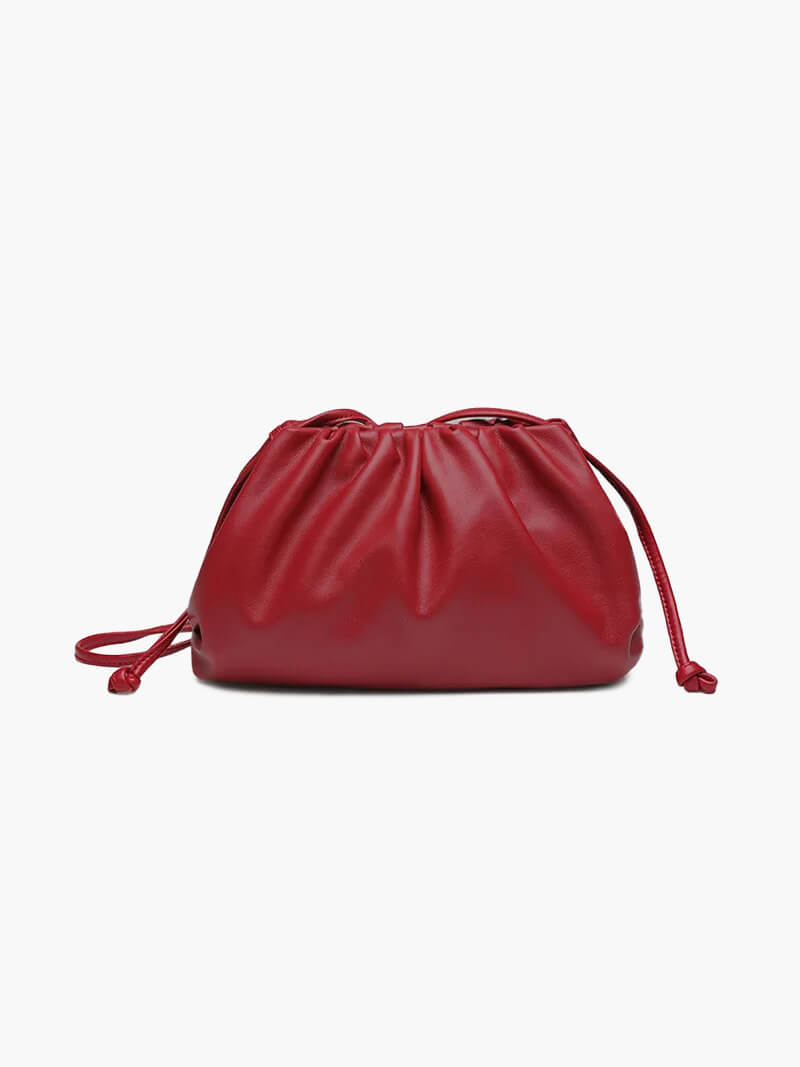 Women's bucket bag – bordeaux leather with drawstring closure