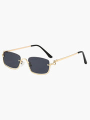 Women’s semi-rimless sunglasses with metal temples and rectangular lenses – black/gold