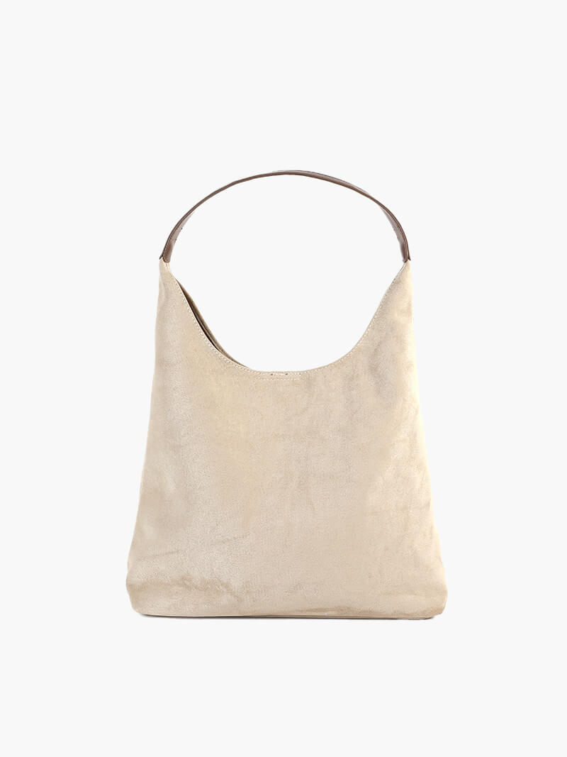 Women's hobo bag – brown fabric with shoulder strap