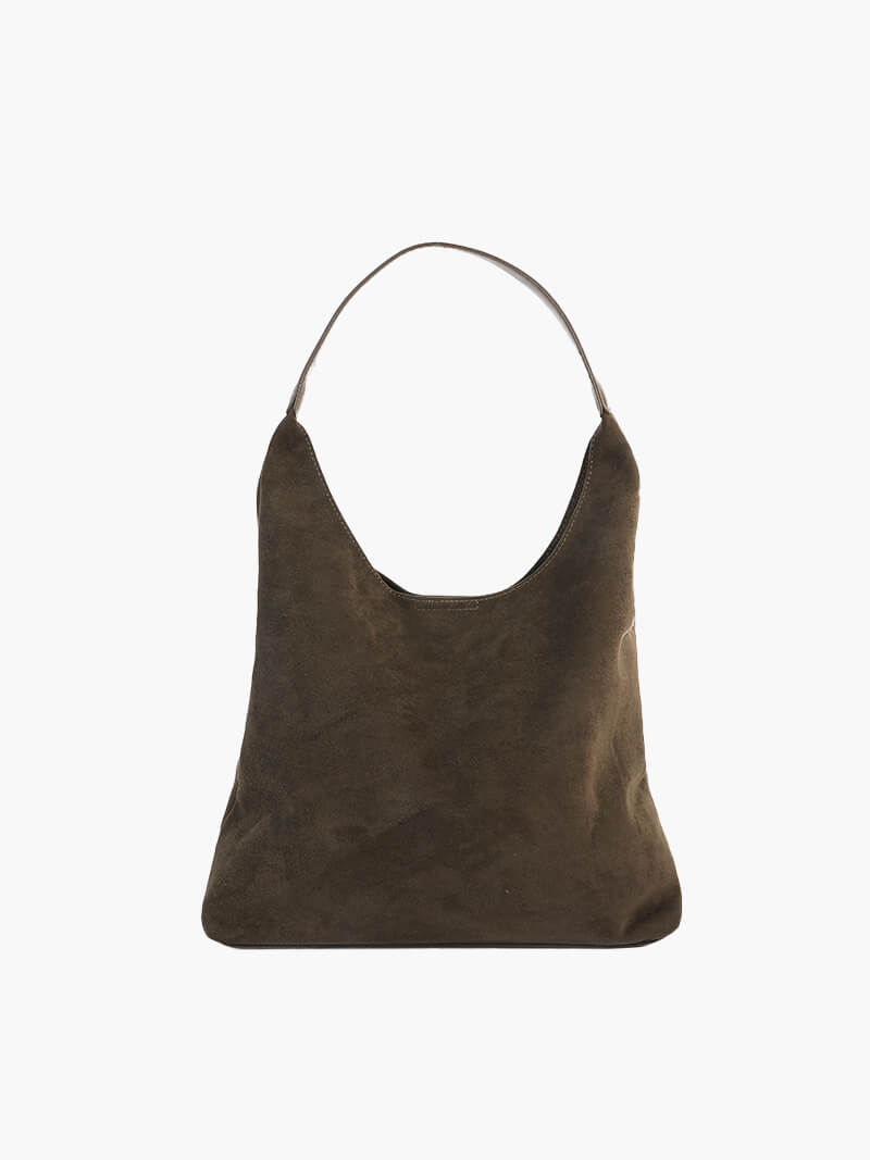 Women's hobo bag – brown fabric with shoulder strap