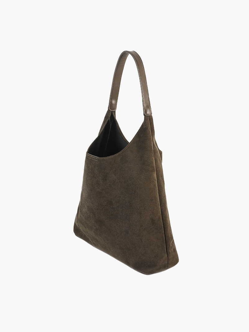 Women's hobo bag – brown fabric with shoulder strap