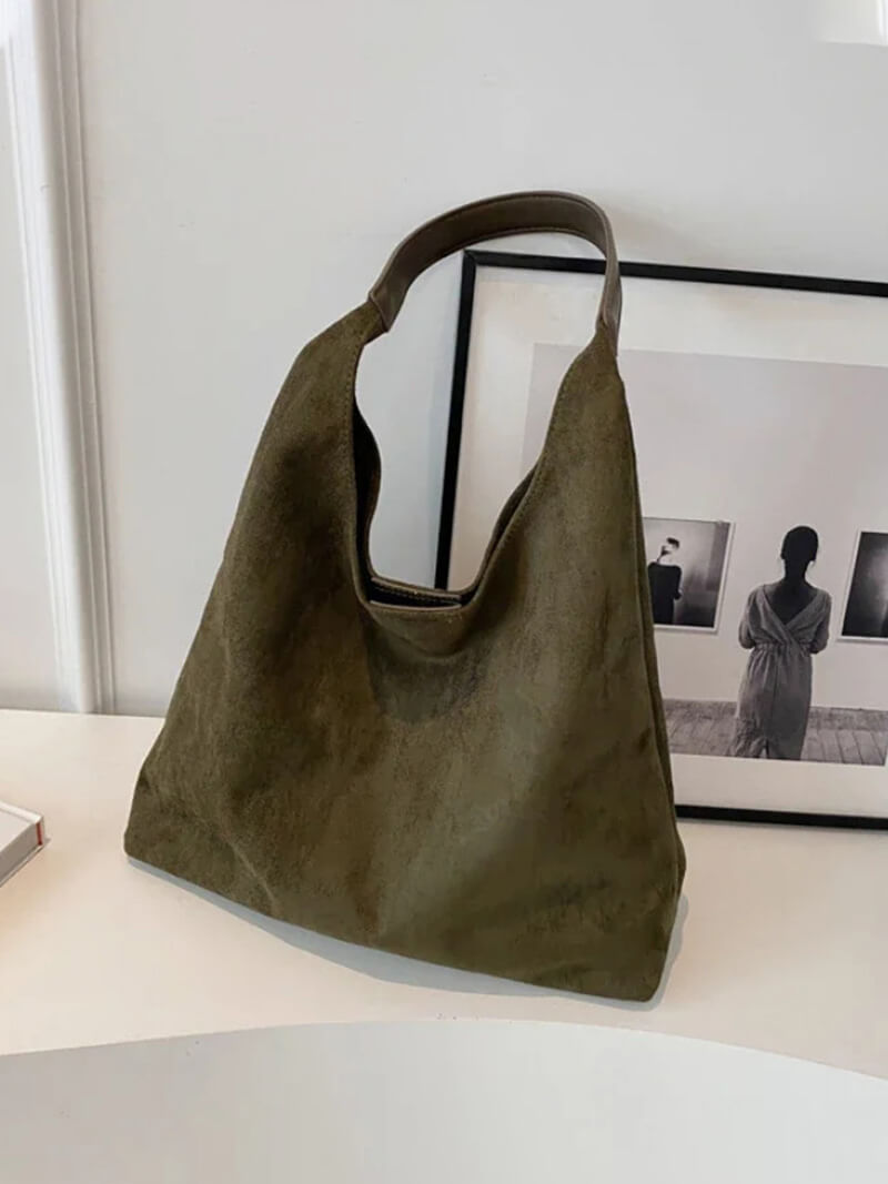 Women's hobo bag – brown fabric with shoulder strap