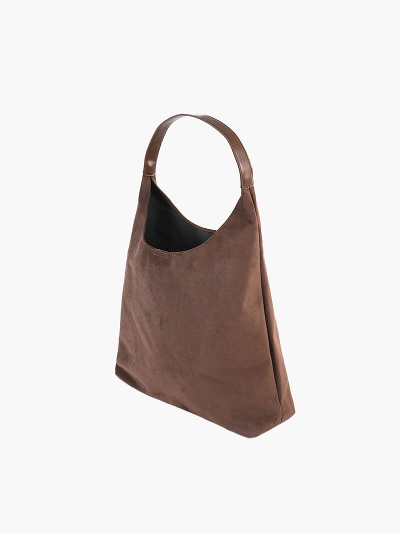 Women's hobo bag – brown fabric with shoulder strap
