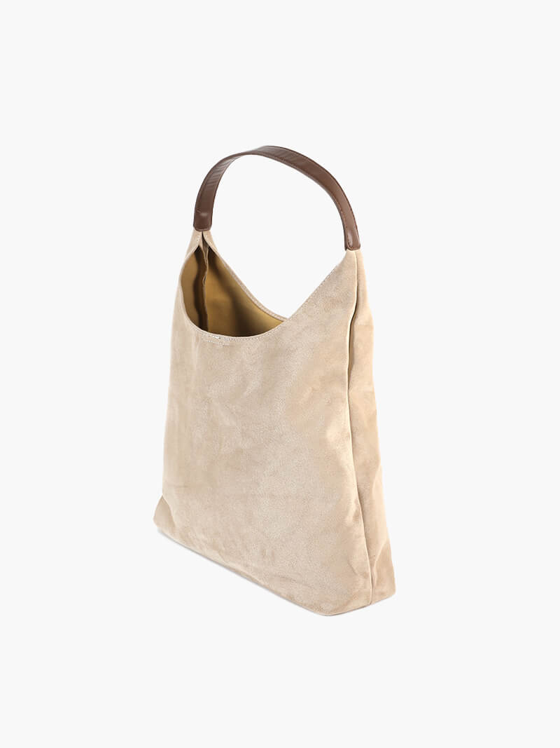 Women's hobo bag – brown fabric with shoulder strap