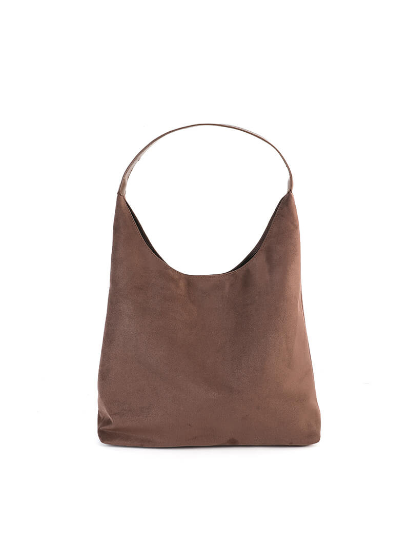 Women's hobo bag – brown fabric with shoulder strap