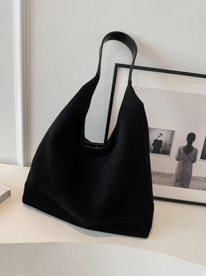 Women's hobo bag – brown fabric with shoulder strap