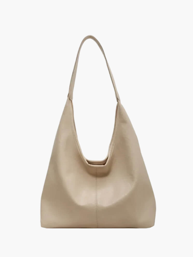 Women’s hobo bag – crescent-shaped faux leather with shoulder strap