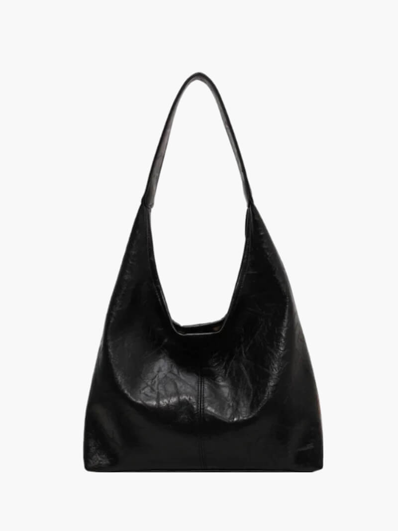 Women’s hobo bag – crescent-shaped faux leather with shoulder strap