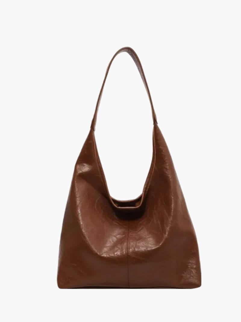 Women’s hobo bag – crescent-shaped faux leather with shoulder strap