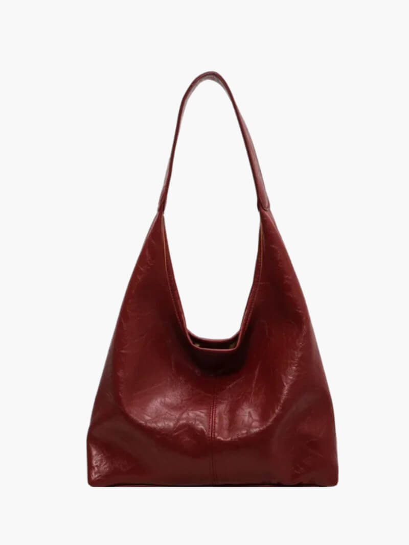 Women’s hobo bag – crescent-shaped faux leather with shoulder strap