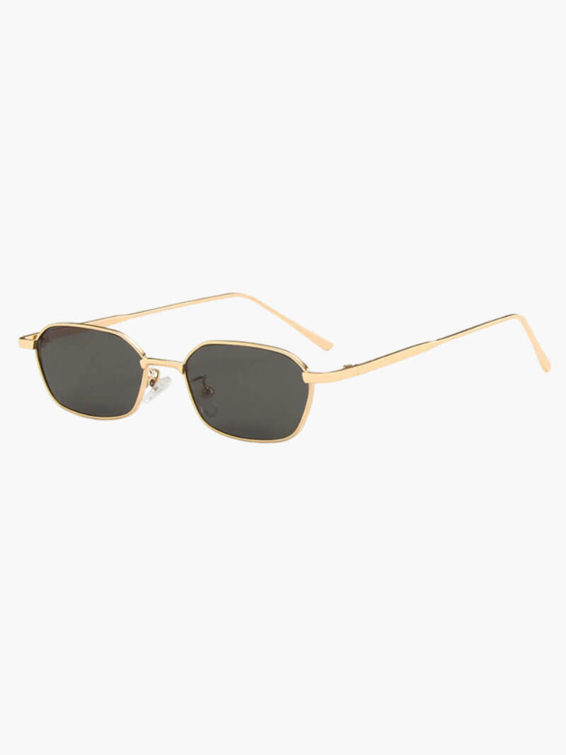 Women’s hexagonal sunglasses with gold-tone metal frame