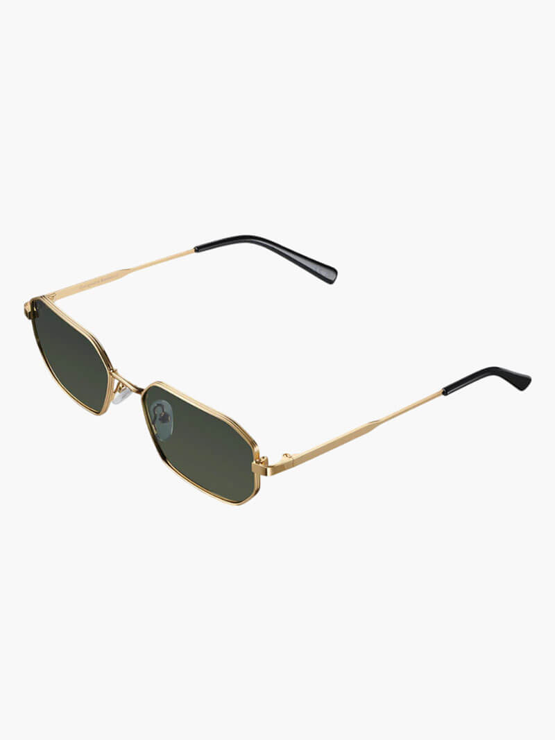 Women’s hexagonal sunglasses with gold-tone metal frame
