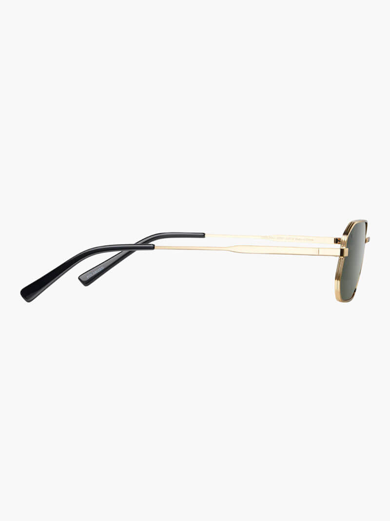 Women’s hexagonal sunglasses with gold-tone metal frame