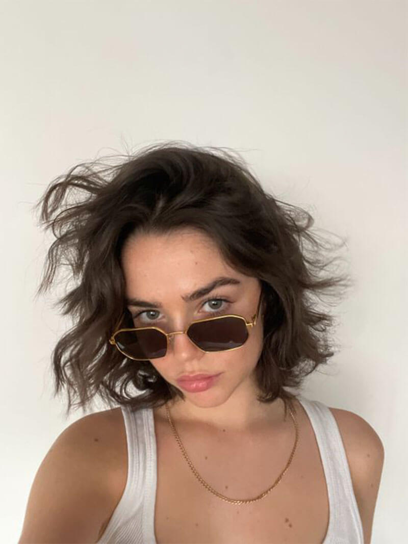 Women’s hexagonal sunglasses with gold-tone metal frame