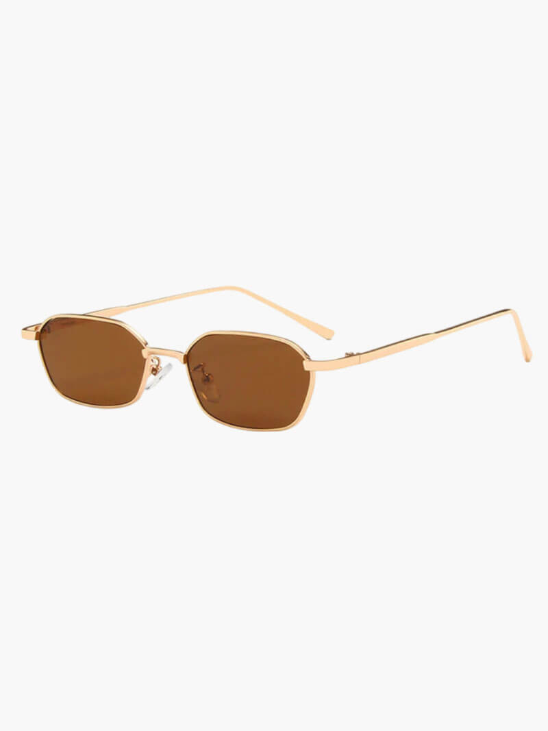 Women’s hexagonal sunglasses with gold-tone metal frame