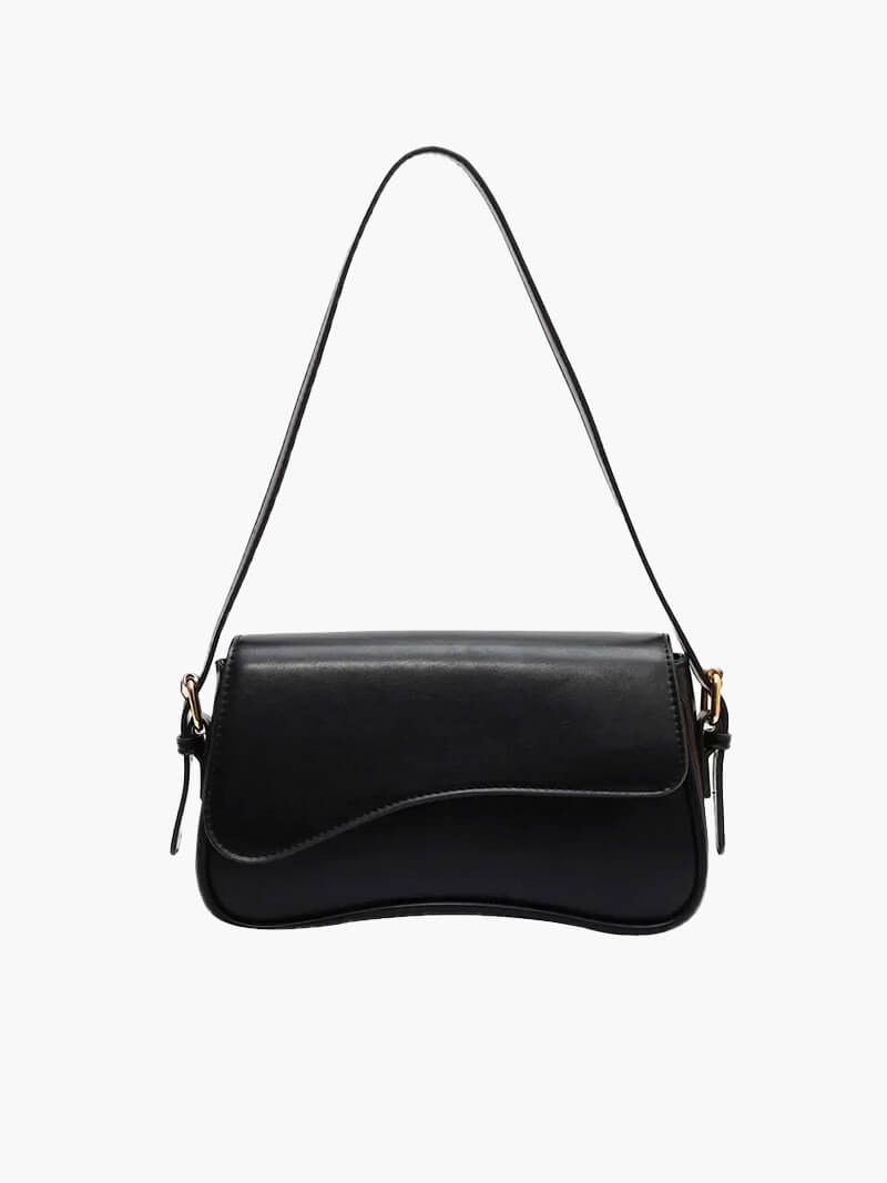 Women's shoulder bag – dark brown leather with wave design