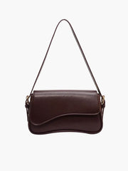 Women's shoulder bag – dark brown leather with wave design