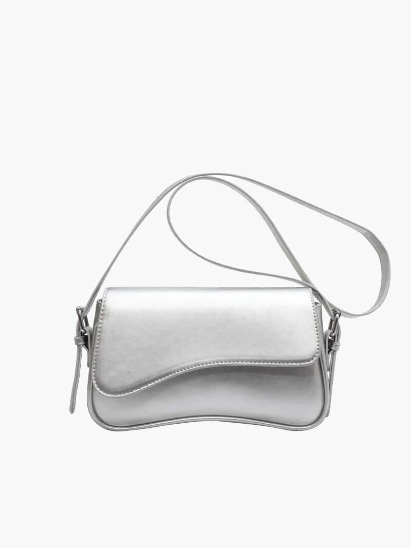 Women's shoulder bag – dark brown leather with wave design