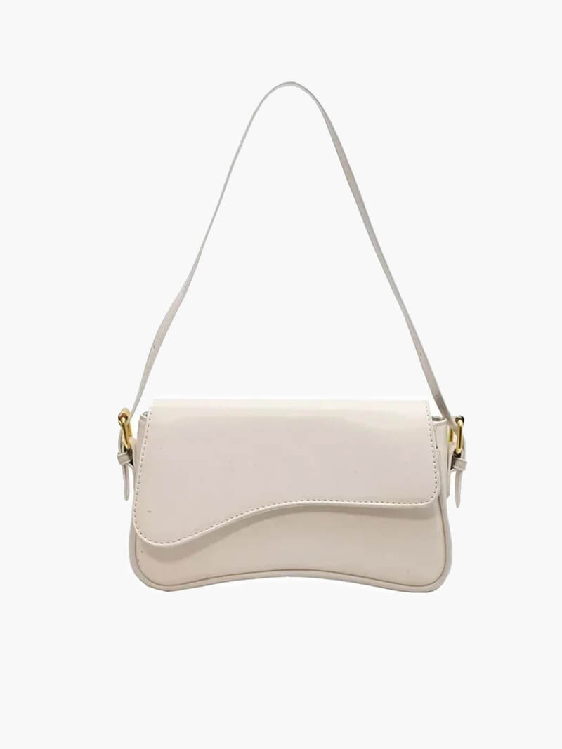 Women's shoulder bag – dark brown leather with wave design