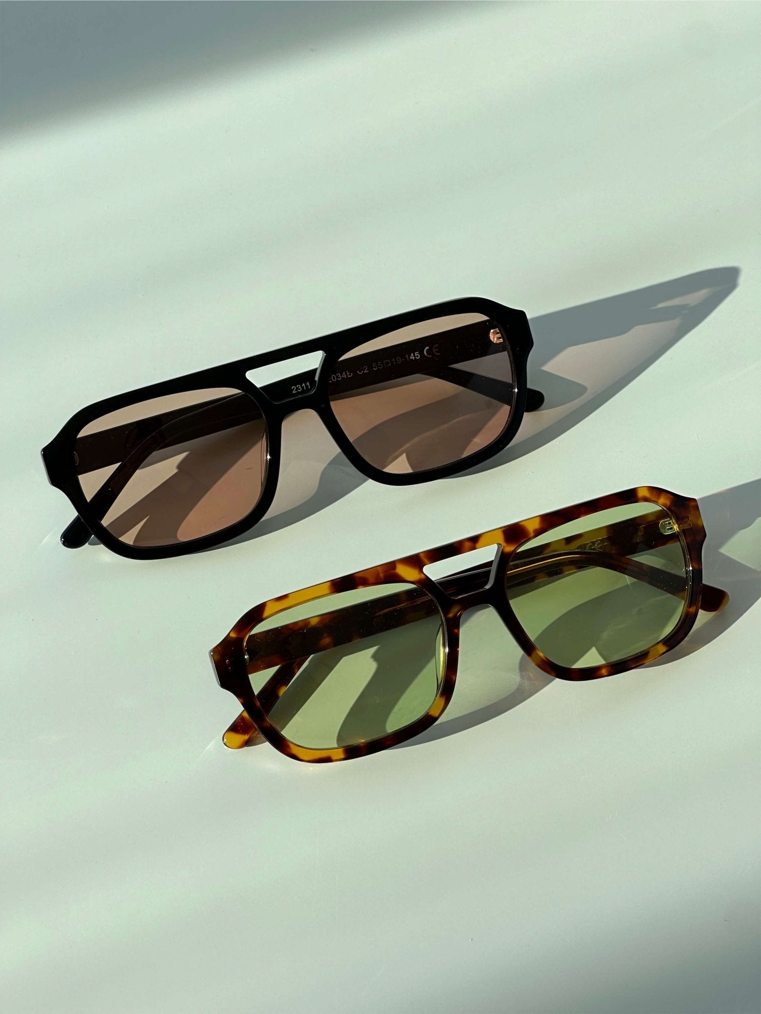 Women's rectangular sunglasses with wide frame and UV protection – tortoiseshell finish