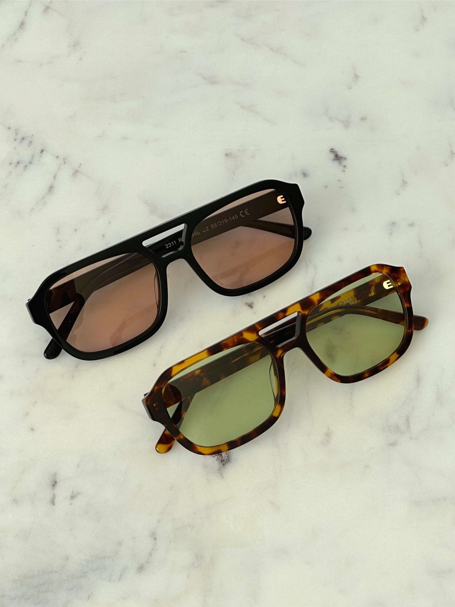 Women's rectangular sunglasses with wide frame and UV protection – tortoiseshell finish